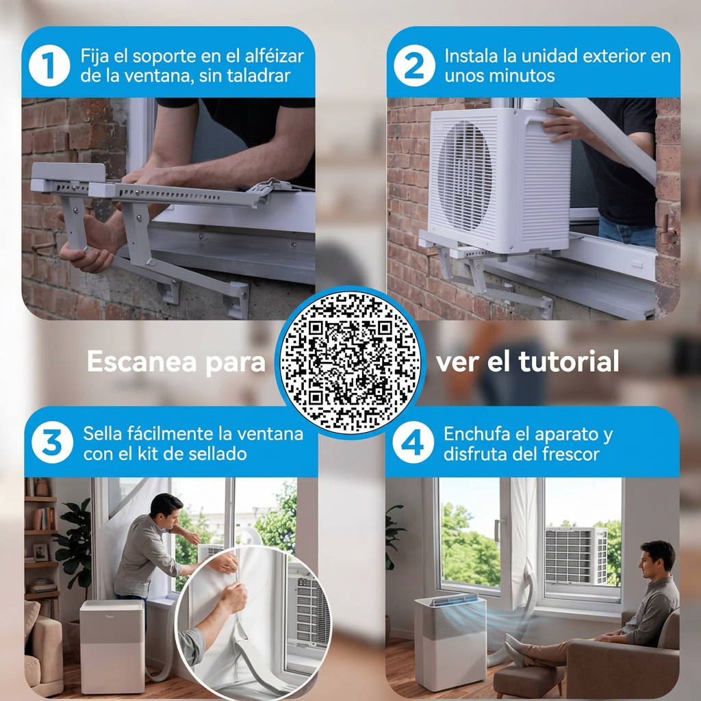 Guía de instalación en cuatro pasos del Midea PortaSplit